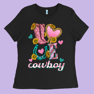 Love Western Cowboy Ladies Tee Designed By Texasbilliewilder