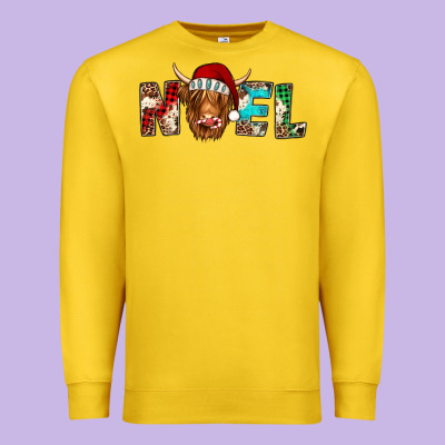 Noel Highland Cow Premium Sweatshirt Designed By Jasminsmagicworld