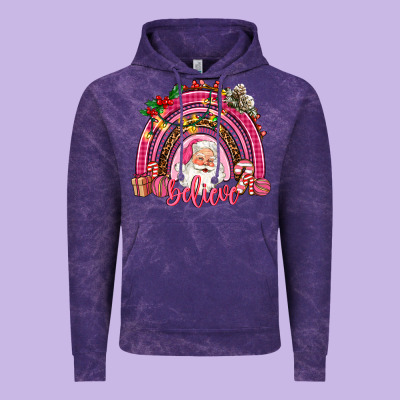 Pink Christmas Believe  Rainbow Vintage Hoodie Designed By Adodesignshop