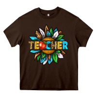 Chocolate Brown teacher sunflower tbw Heavy Core Tee - texasbilliewilder