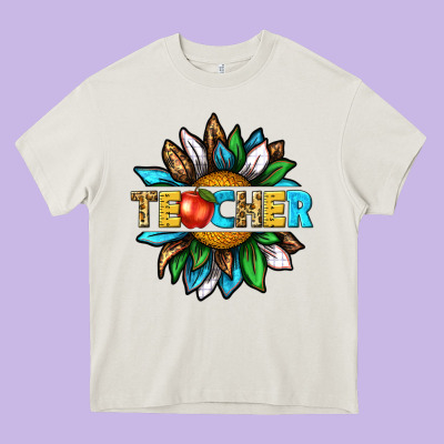 Heavy Core Tee teacher sunflower tbw