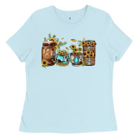 Baby Blue sunflower gemstone coffee Ladies Tee - JahusDesignShop