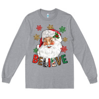 Heather Grey Believe Christmas Long Sleeve Tee - NancyCooperArtShop