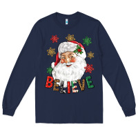 Navy Believe Christmas Long Sleeve Tee - NancyCooperArtShop
