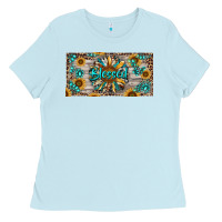 Baby Blue Blessed With Sunflower And Gemstone Ladies Tee - RanaPortraitStore