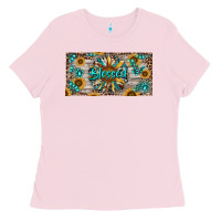 Bubblegum Pink Blessed With Sunflower And Gemstone Ladies Tee - RanaPortraitStore