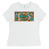 White Blessed With Sunflower And Gemstone Ladies Tee - RanaPortraitStore