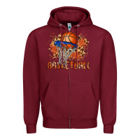 Burgundy custom name basketball Zipper Hoodie - MaliasSmallBusiness