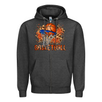 Charcoal Heather custom name basketball Zipper Hoodie - MaliasSmallBusiness
