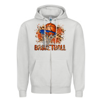 Dove Grey custom name basketball Zipper Hoodie - MaliasSmallBusiness