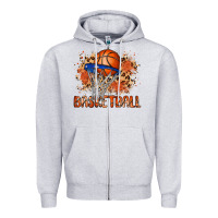 Heather Grey custom name basketball Zipper Hoodie - MaliasSmallBusiness