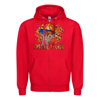 Red custom name basketball Zipper Hoodie - MaliasSmallBusiness