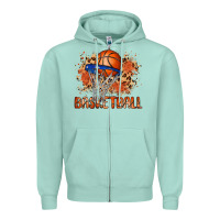Seafoam custom name basketball Zipper Hoodie - MaliasSmallBusiness