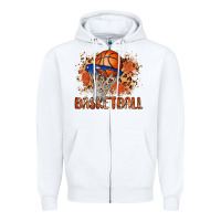 White custom name basketball Zipper Hoodie - MaliasSmallBusiness