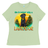 Matcha life is better with a labrador Ladies Tee - texasbilliewilder