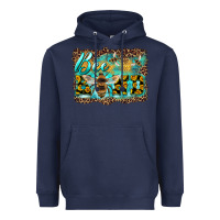 Navy bee kind with sunflower and leopard background Heavyweight Hoodie - Artiststas