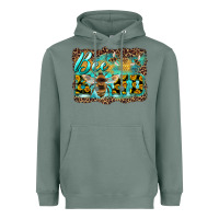 Sage bee kind with sunflower and leopard background Heavyweight Hoodie - Artiststas