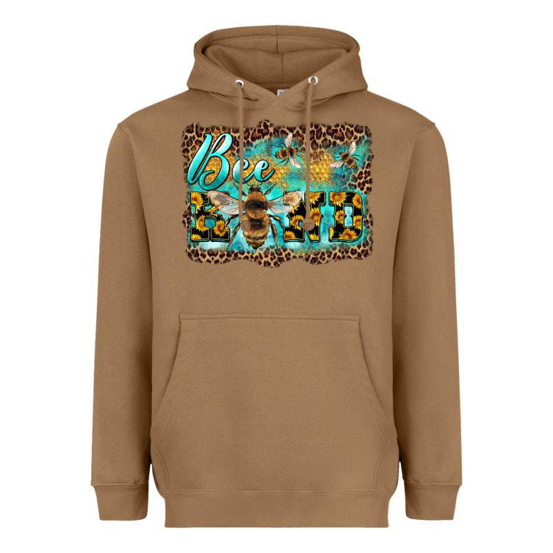 Bee Kind With Sunflower And Leopard Background Heavyweight Hoodie by Artiststas | Teevron