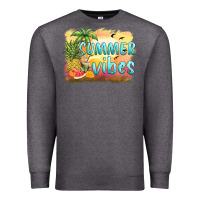 Charcoal Heather summer vibes sunset and fruits Premium Sweatshirt - BarkalooDesign