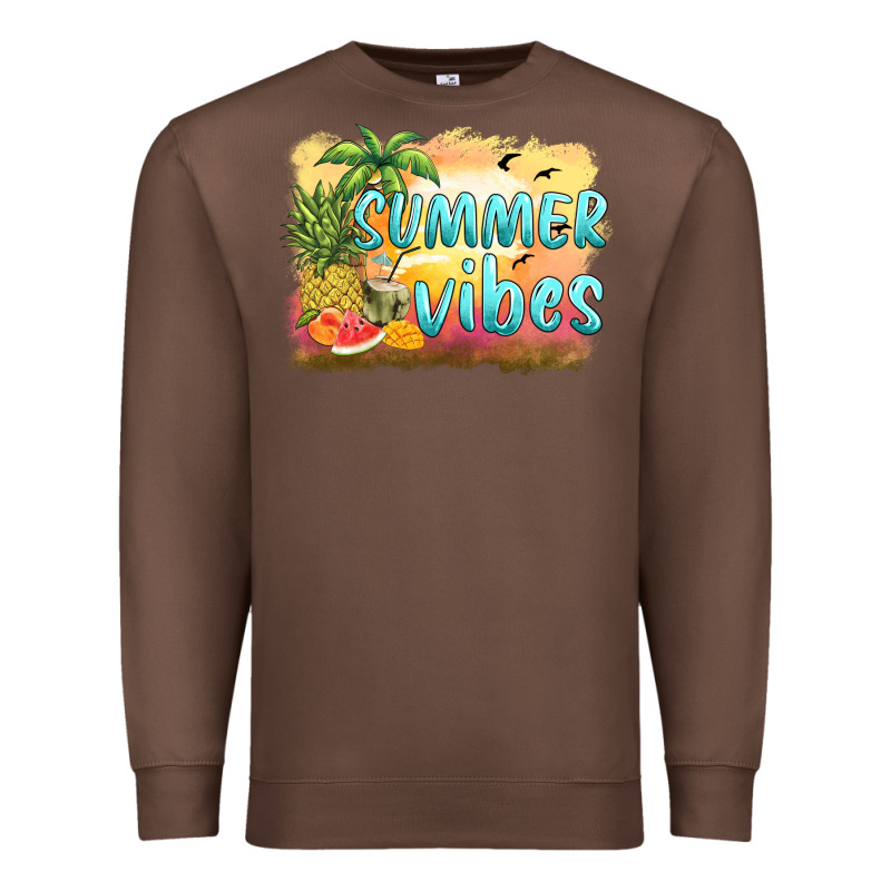 Summer Vibes Sunset And Fruits Premium Sweatshirt by BarkalooDesign | Teevron