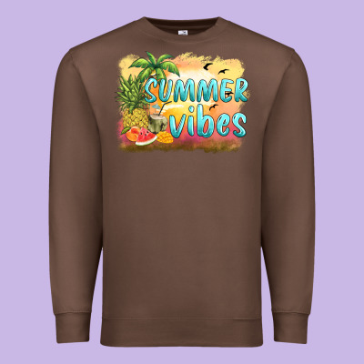 Summer Vibes Sunset And Fruits Premium Sweatshirt Designed By Barkaloodesign