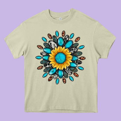 Gemstone Sunflower Heavy Core Tee Designed By Artiststas