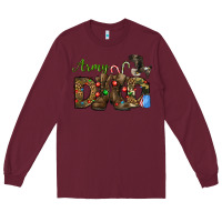 Burgundy Christmas Army Dad Long Sleeve Tee - NancyCooperArtShop