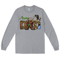 Heather Grey Christmas Army Dad Long Sleeve Tee - NancyCooperArtShop