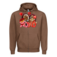 Chestnut xo xo with leopard and cowhide heart Zipper Hoodie - NancyCooperArtShop