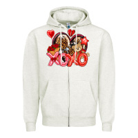 Xo Xo With Leopard And Cowhide Heart Zipper Hoodie | Teevron