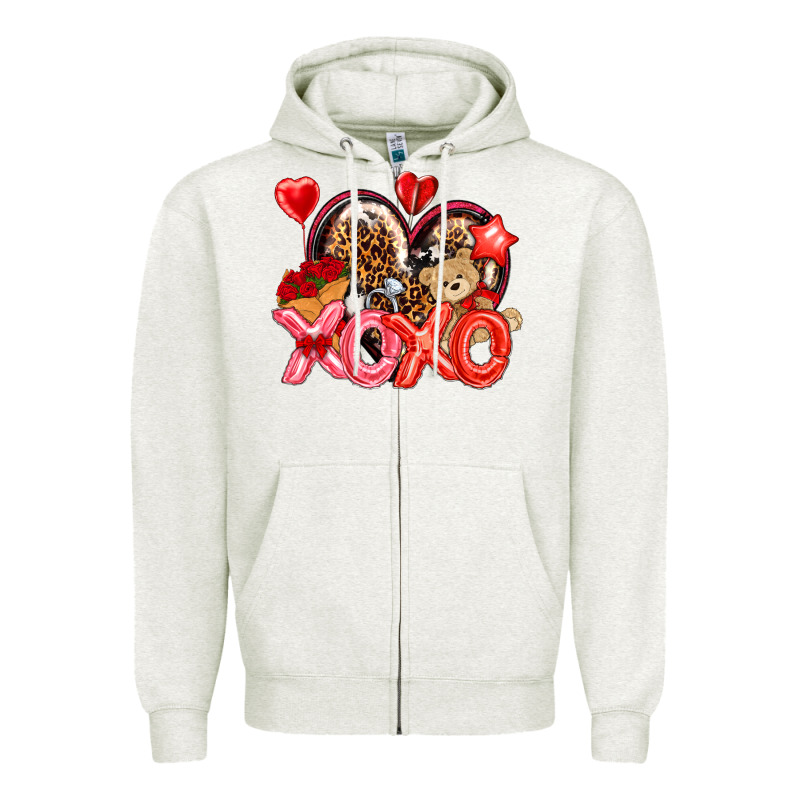 Xo Xo With Leopard And Cowhide Heart Zipper Hoodie by NancyCooperArtShop | Teevron