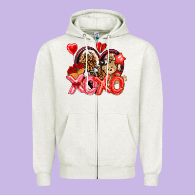 Xo Xo With Leopard And Cowhide Heart Zipper Hoodie Designed By Nancycooperartshop