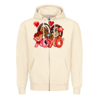 Sandshell xo xo with leopard and cowhide heart Zipper Hoodie - NancyCooperArtShop