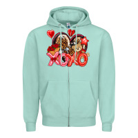 Seafoam xo xo with leopard and cowhide heart Zipper Hoodie - NancyCooperArtShop