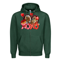 Sports Green xo xo with leopard and cowhide heart Zipper Hoodie - NancyCooperArtShop