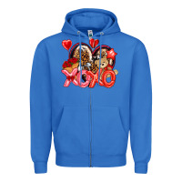 True Royal xo xo with leopard and cowhide heart Zipper Hoodie - NancyCooperArtShop