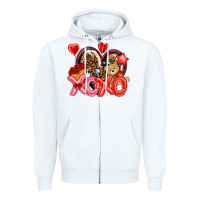 White xo xo with leopard and cowhide heart Zipper Hoodie - NancyCooperArtShop