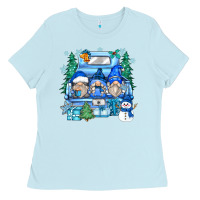 Baby Blue snowman gnome truck Ladies Tee - Zillion Design Studio