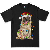 Black pug with christmas lights Premium Tee - RanaPortraitStore