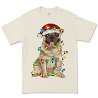 Bone pug with christmas lights Premium Tee - RanaPortraitStore