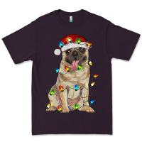 Plum pug with christmas lights Premium Tee - RanaPortraitStore