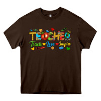 Chocolate Brown teacher teach love inspire tbw Heavy Core Tee - texasbilliewilder