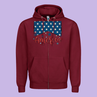 America Zipper Hoodie Designed By Maliassmallbusiness