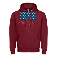 Burgundy America Zipper Hoodie - MaliasSmallBusiness