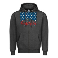 Charcoal Heather America Zipper Hoodie - MaliasSmallBusiness