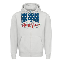 Dove Grey America Zipper Hoodie - MaliasSmallBusiness