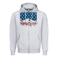 Heather Grey America Zipper Hoodie - MaliasSmallBusiness