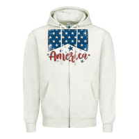 Oatmeal Heather America Zipper Hoodie - MaliasSmallBusiness