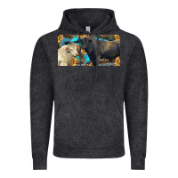 Vintage Black Charolais and black angus bull with sunflower and leopard Vintage Hoodie - RanaPortraitStore