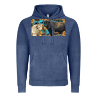 Vintage Denim Charolais and black angus bull with sunflower and leopard Vintage Hoodie - RanaPortraitStore
